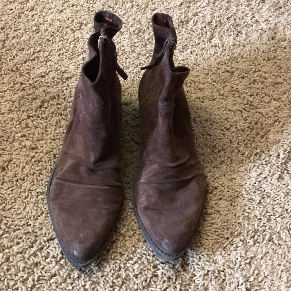 Brown suede booties